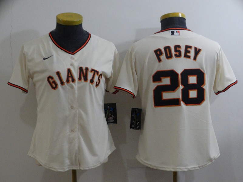Cheap 2021 Women San Francisco Giants 28 Posey cream Game MLB Jerseys